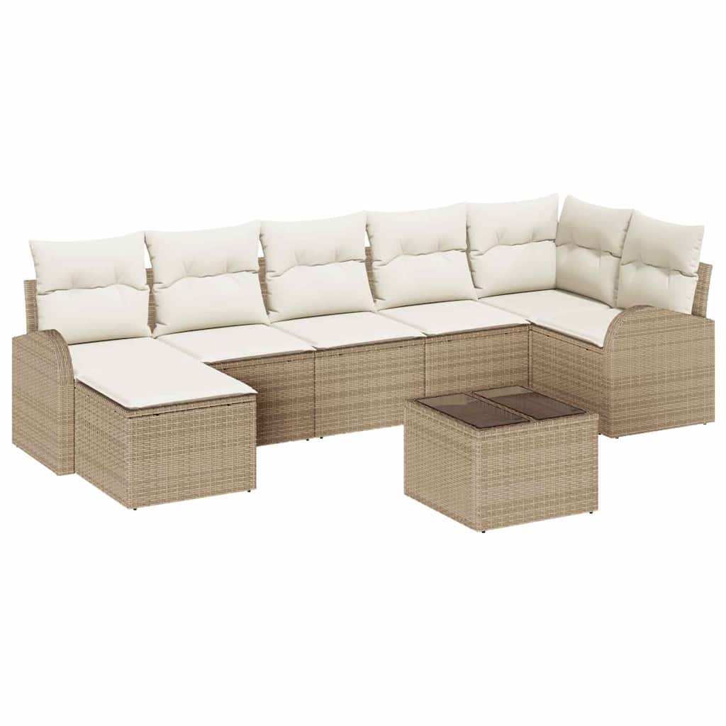 Garten-Sofa-Set 8 pcs Beige Poly Rattan